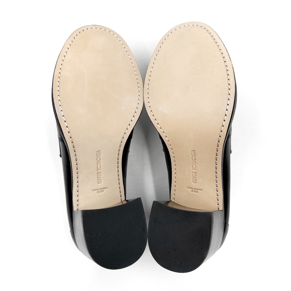Veronica Beard Penny 70 Loafer Pumps Black Leather Block‎ Heels Sz 8.5 - Picture 10 of 12